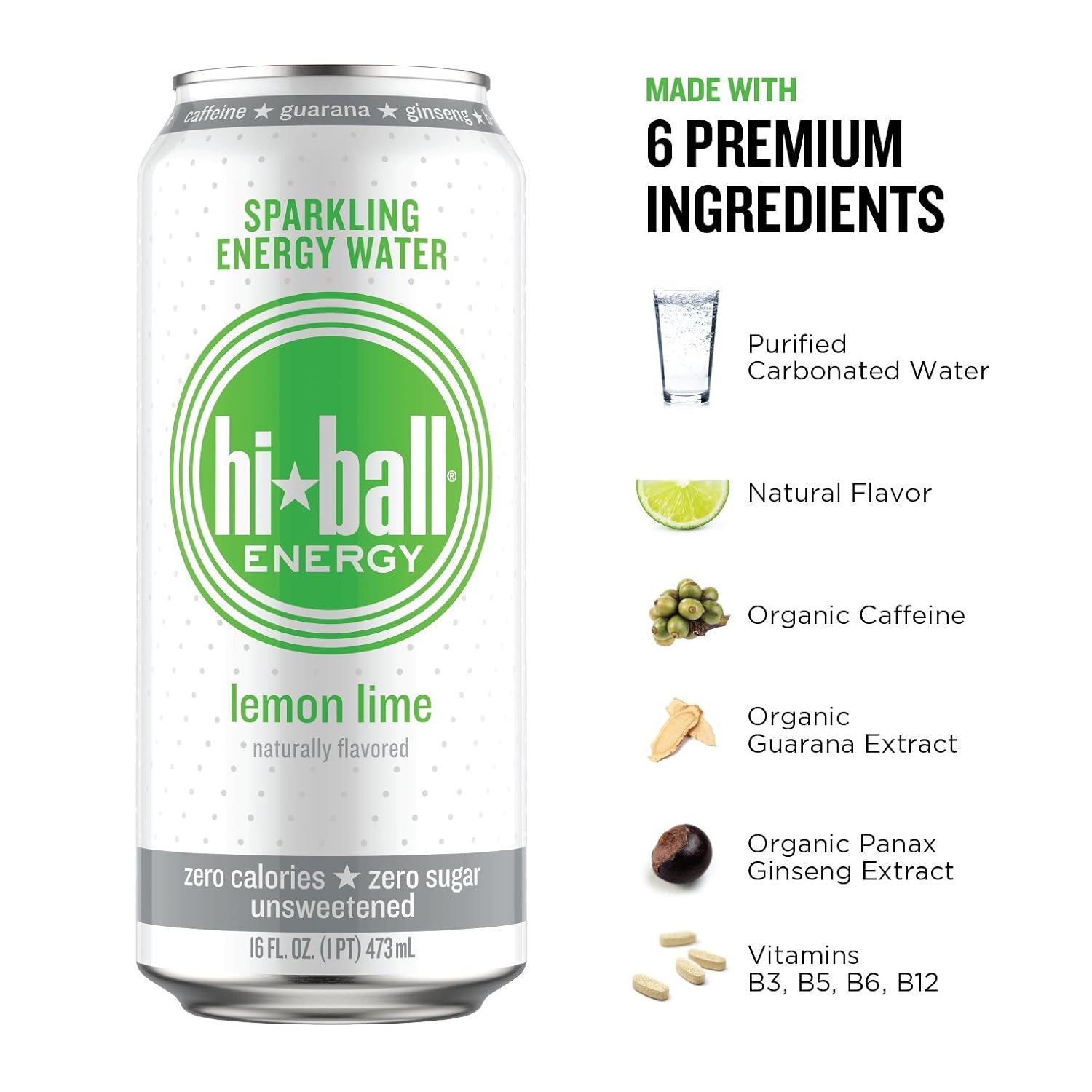 Hiball Clean Energy Seltzer Water， Caffeinated Sparkling Water Made with Vitamin B12 and Vitamin B6， Sugar Free (8 pack of 16 Fl Oz)， Variety Pack - Image 10